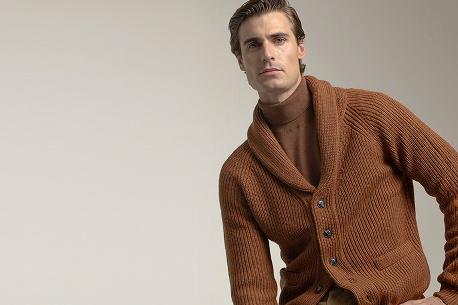 CARDIGAN CANALÉ CUELLO SHAWL TERRACOTA